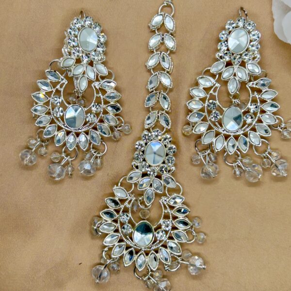 SMTJ-Silver Earring & Maang Teekah Set