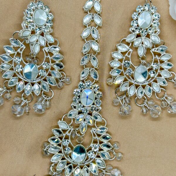 SMTJ-Silver Earring & Maang Teekah Set