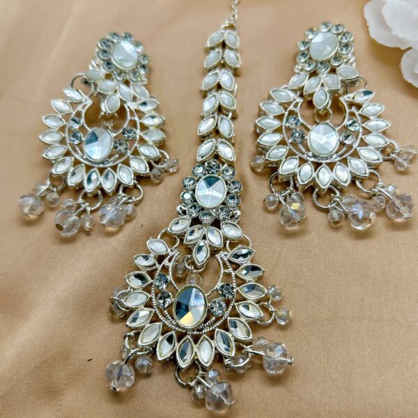 SMTJ-Silver Earring & Maang Teekah Set