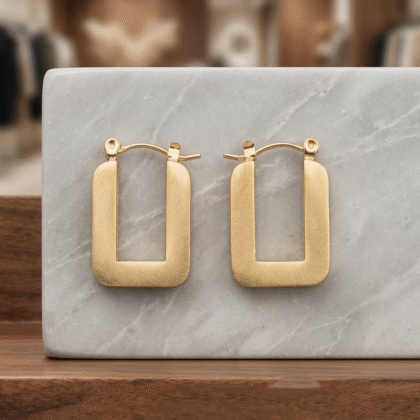 121 Matte Gold Rectangular Hoops