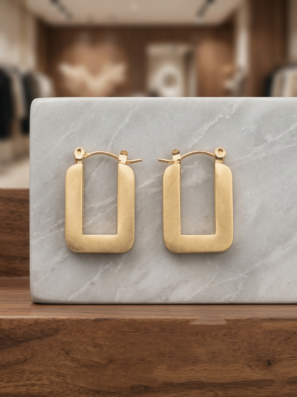 Matte Gold Rectangular Hoops