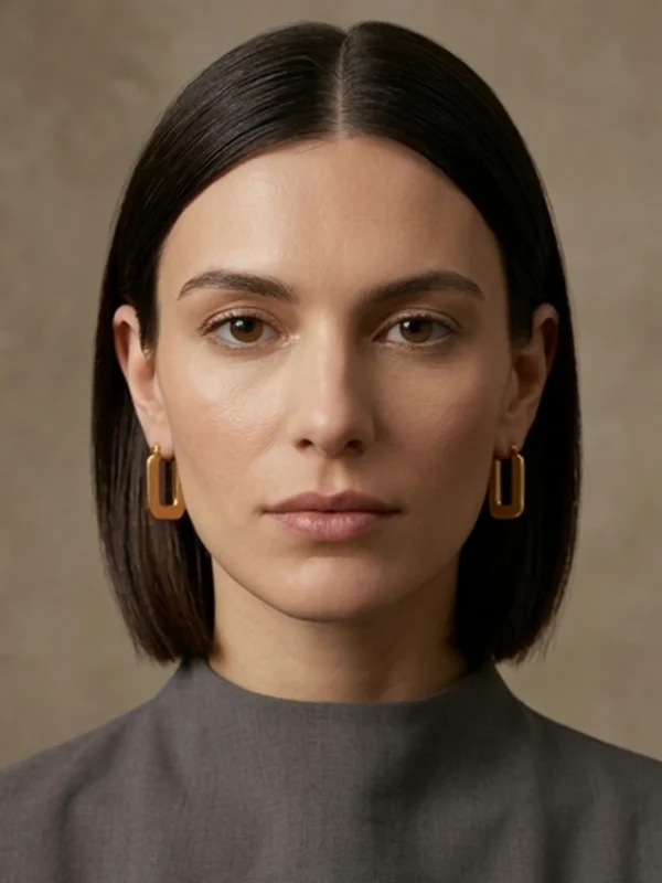 Matte Gold Rectangular Hoops