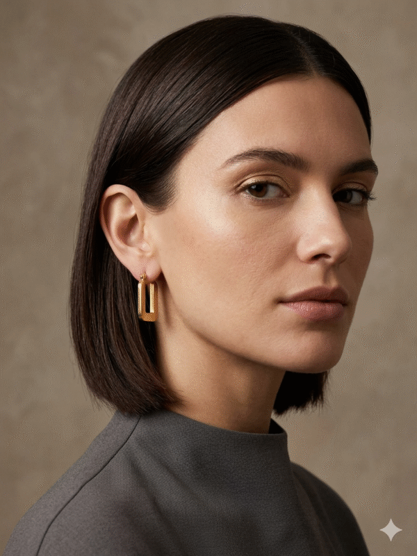Matte Gold Rectangular Hoops